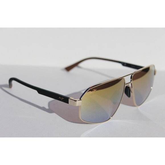 MAUI JIM Keawawa POLARIZED Sunglasses DGS620-16 Gold/Green Multicolor Mirror NEW - Picture 3 of 14